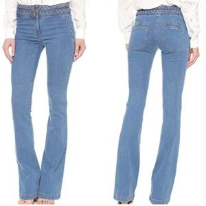 Veronica Beard Biscayne Braided Waist Flare Bootcut Jeans 0 XS 24